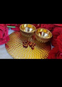 Elegant Golden Diya Set with "Shubh" Accent
