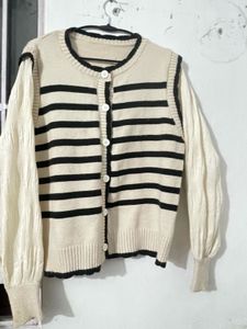 Chic Striped Knit Cardigan