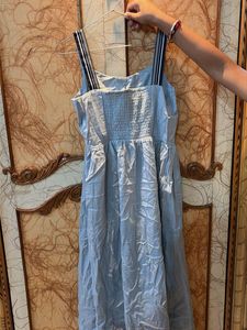 Light Blue Button-Down Midi Dress