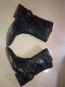 Black Buckled Biker Boots