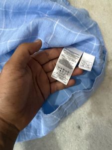 Men's Blue Plaid Button-Down Shirt