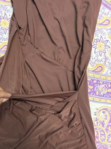 Brown Ruched One-Sleeve Dress