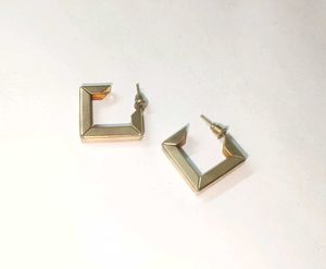 Golden Square Hoop Earrings