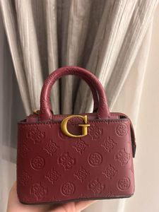 Guess Burgundy Embossed Handbag