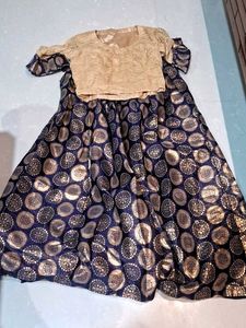 Elegant Navy &amp; Gold Print Lehenga Choli dress