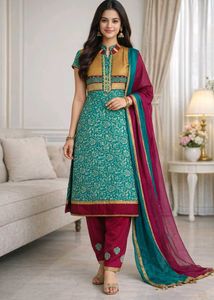 Teal Kurta Set with Embellished Pants