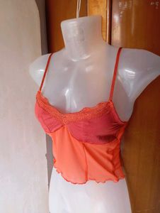 Sheer Lace Trim Cami Top