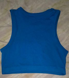 Vibrant Blue Ribbed Sports Bra