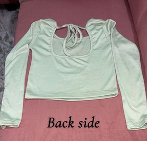 Light Green Ribbed Long Sleeve Top