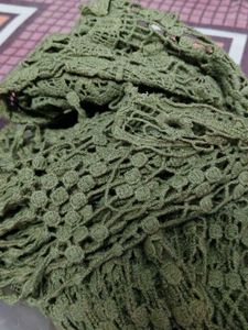 Boho Crochet Maxi Overlay (Olive Green)