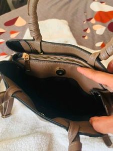 Stylish Taupe Textured Handbag