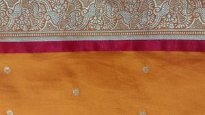 Vibrant Orange Saree with Gold Border