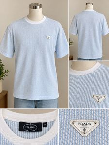 Prada Striped Blue T-Shirt with Logo