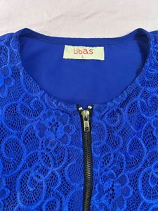 LIBAS Blue Lace Zip Front Top