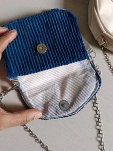 Cute Cream &amp; Blue sling bag
