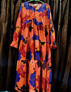 Vibrant Floral Tiered Midi DressGorgeous Flora