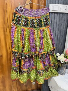 Boho Bandhani Tiered Midi Skirt