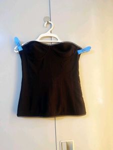 Zara Chic Black Strapless Corset Top