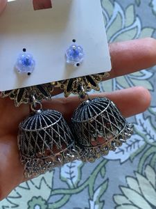 Exquisite Jhumka Earrings with Rhinestones