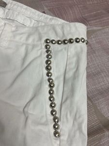 white beaded shorts