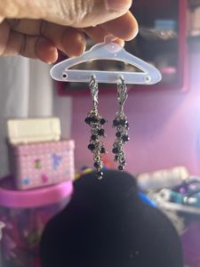 Elegant Black Beaded Drop Earrings
