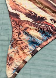 Unique Abstract Print One-Shoulder Top