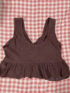 Women's Ribbed Button-Up Peplum Top