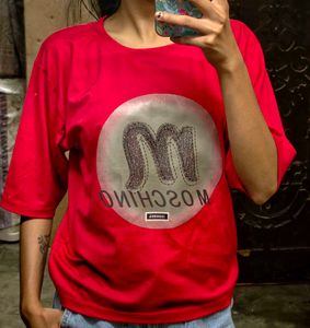Red Moschino Style T-Shirt