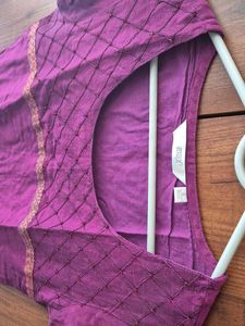 Purple Embroidered Kurti Top