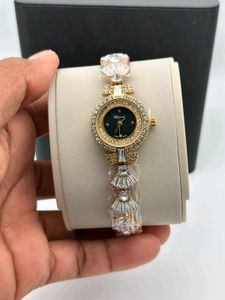 Elegant Chopard-Style Watch with Crystal Accents