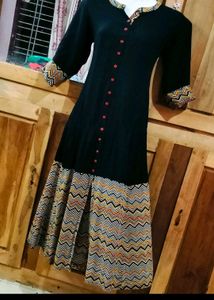 Stylish Black Kurta with Colorful Border