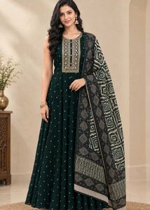 Elegant Dark Green Kurta Set with Dupatta