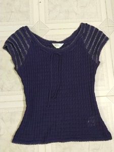 Violet colour Knit Top with Silver Accents