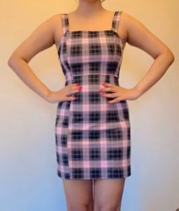 H&amp;M Pink &amp; Black Plaid Mini Dress