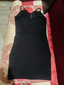 Black Lace Trim Camisole Dress