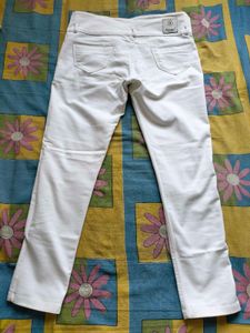 White Jeans with Black Stripe Detail