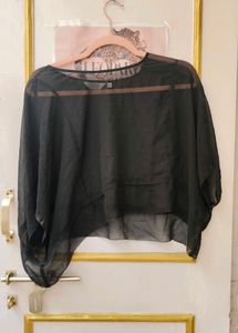 Sheer Black Overlay Top