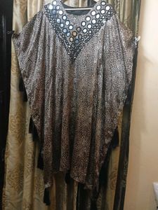 Embellished Leopard Print Kaftan Gown