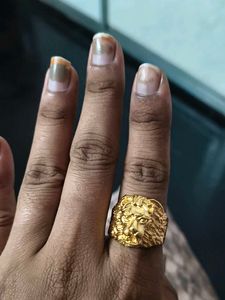 Gold Lion Head Statement Ring