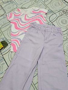 Lavender Wide Leg Pants &amp; Swirl Print Top Set