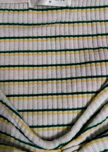 Striped Ruched V-Neck Top