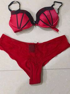 offer pushup padded Red Bra and Panty Set