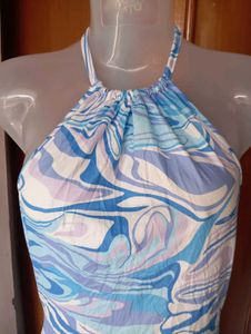 Boho Marble Print Halter Dress