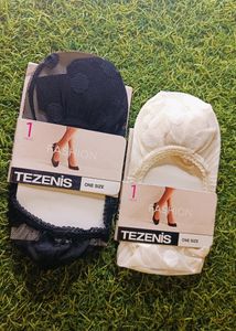 Net Socks 2 Pair White and Black