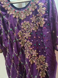 Embroidered Purple Kurta Set