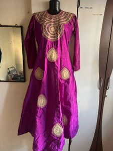 Royal purple embroidered festive gown