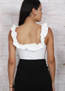 Chic White Ruffle Top
