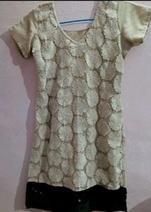 Beige Kurta Set with Sequins