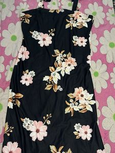 🖤🌸 Elegant Floral Print Black Dress ✨
