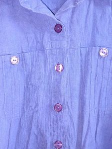 Vibrant Royal Blue Button-Up Blouse Oversized